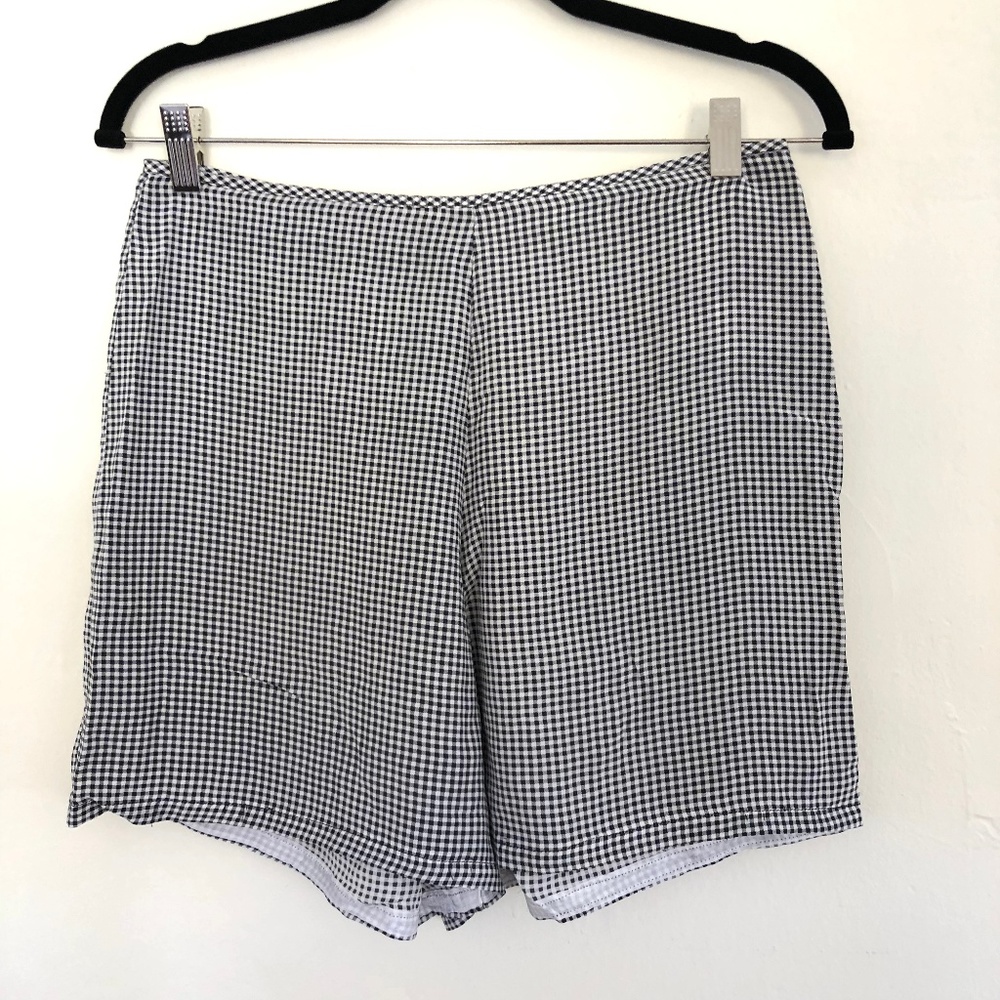 Silk High Waisted Gingham Shorts